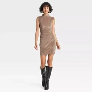 A New Day Velour Side Ruched Drapery Bodycon Dress
